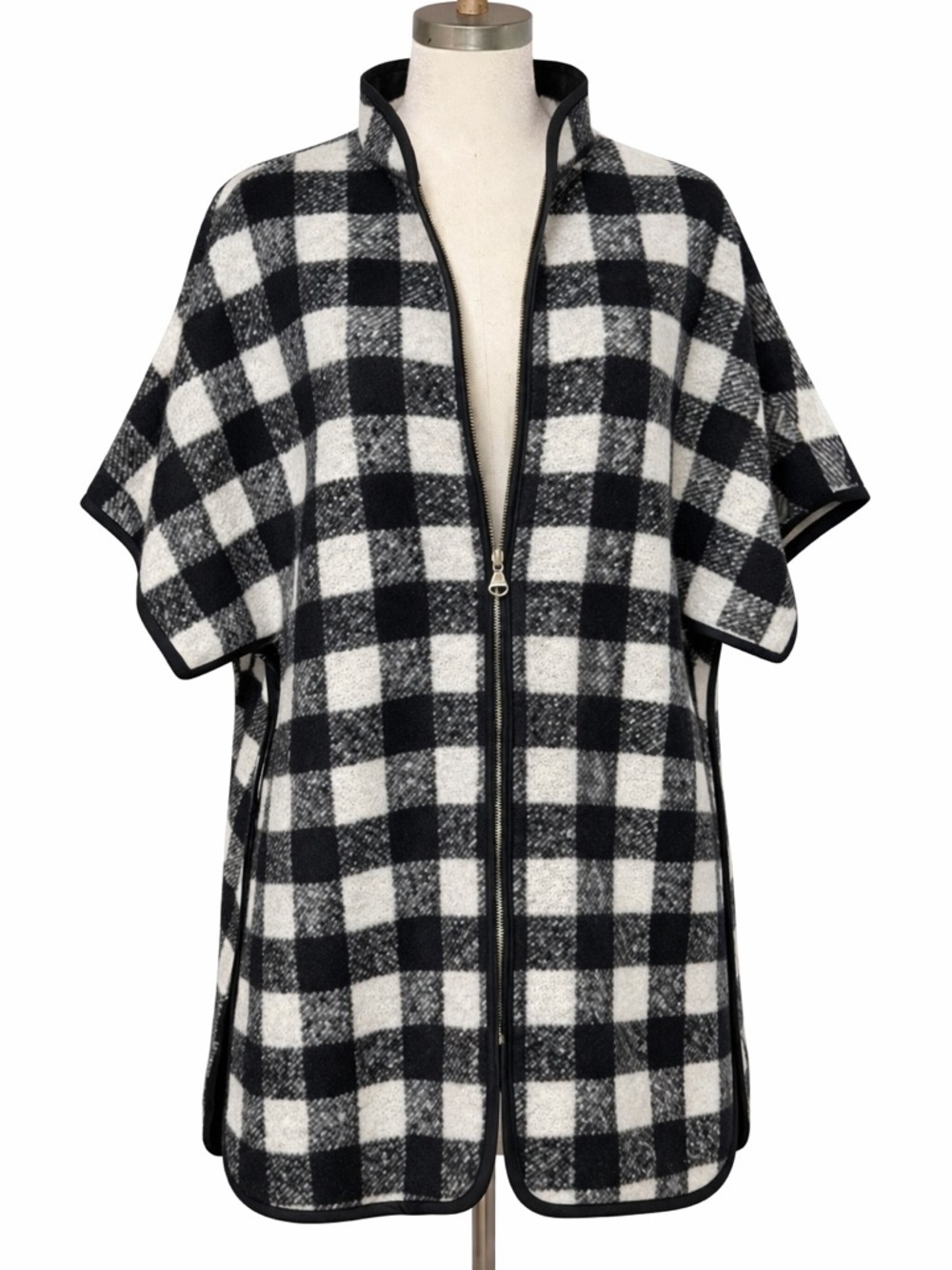 NWT Draper James buffalo plaid wool oversized sweater short sleeve cardigan XS/S